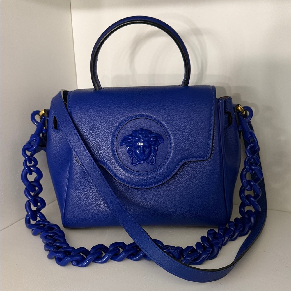 Versace‎ Cobalt Blue Medusa Top-Handle Satchel